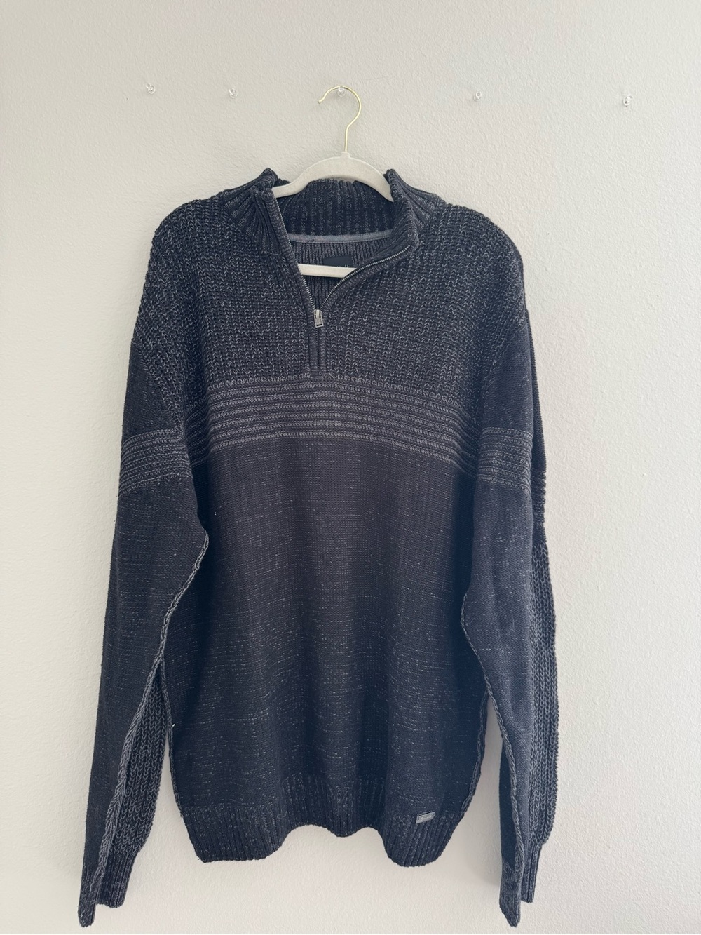 Men's Charcoal Half-Zip Knit Sweater